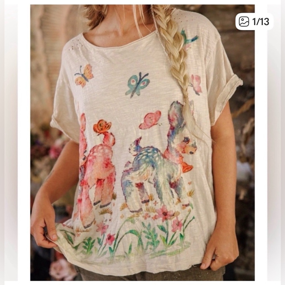 NWT🦌🦋🦜Magnolia Pearl 💯 Cotton
Frolic Tee in One Size Fits Most